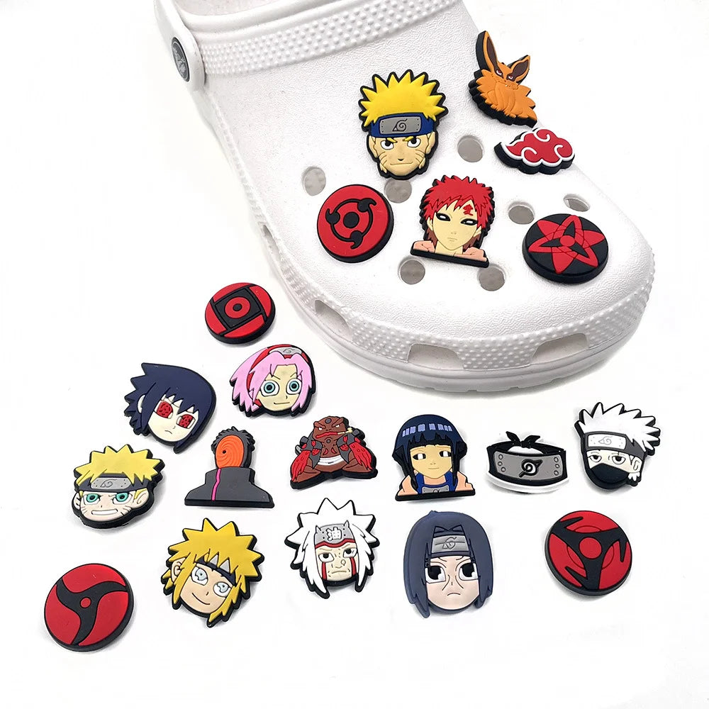 1/20pcs Naruto Anime Cartoon Shoe Charms PVC Decor for Clogs Bubble Slides Garden Sandals Kids Party Birthday Gifts