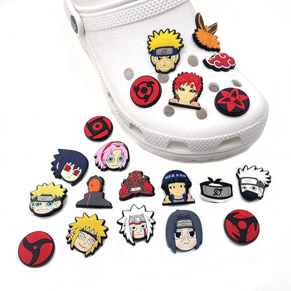 1/20pcs Naruto Anime Cartoon Shoe Charms PVC Decor for Clogs Bubble Slides Garden Sandals Kids Party Birthday Gifts