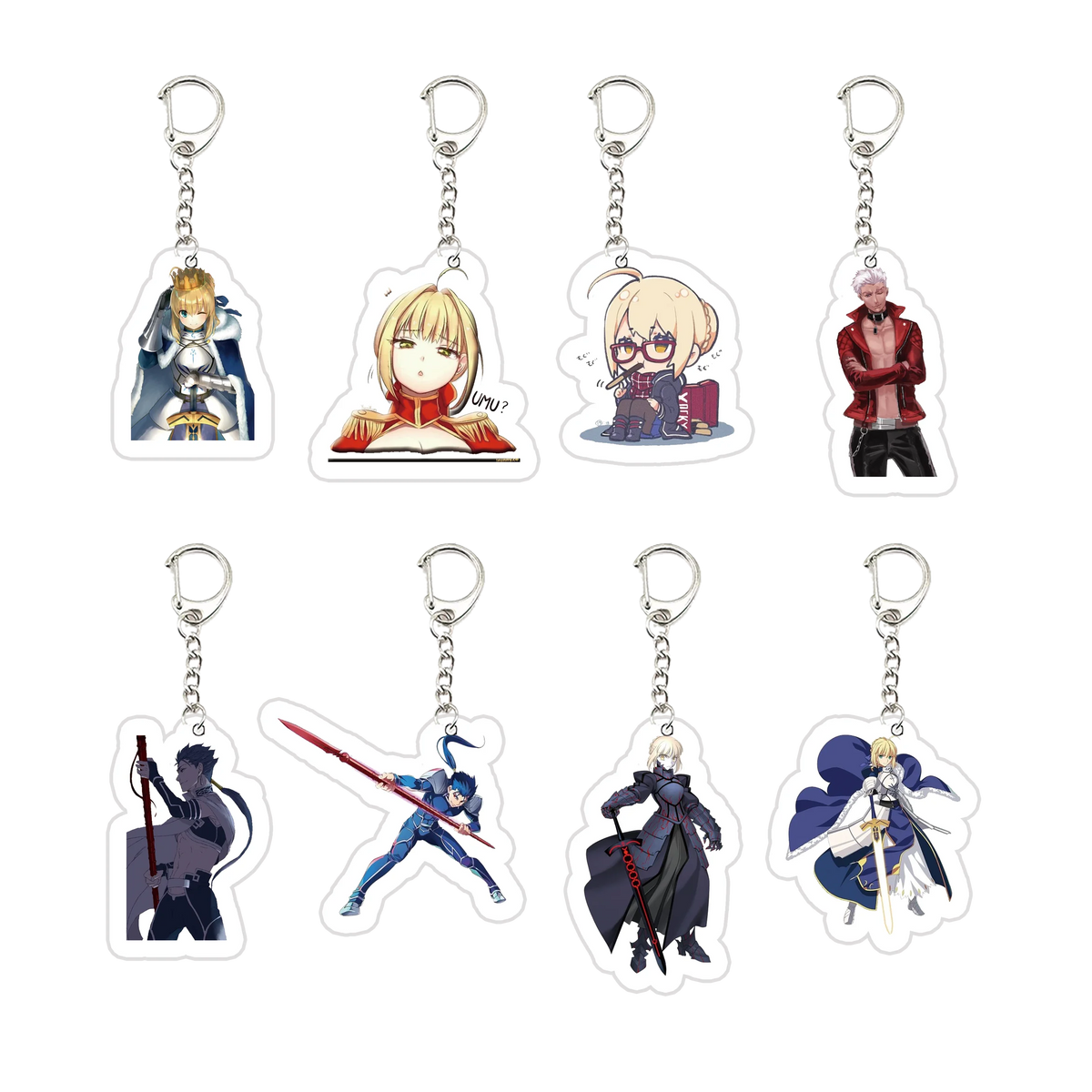 Acrylic Fate Stay Night Keyring Key Chains Cute Artoria Pendragon Saber KeyChain Pendant KeyRing for Accessories Bag Fans Gifts