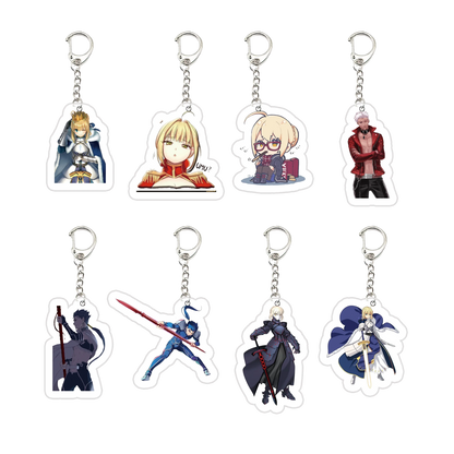 Acrylic Fate Stay Night Keyring Key Chains Cute Artoria Pendragon Saber KeyChain Pendant KeyRing for Accessories Bag Fans Gifts