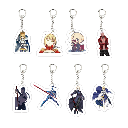 Acrylic Fate Stay Night Keyring Key Chains Cute Artoria Pendragon Saber KeyChain Pendant KeyRing for Accessories Bag Fans Gifts
