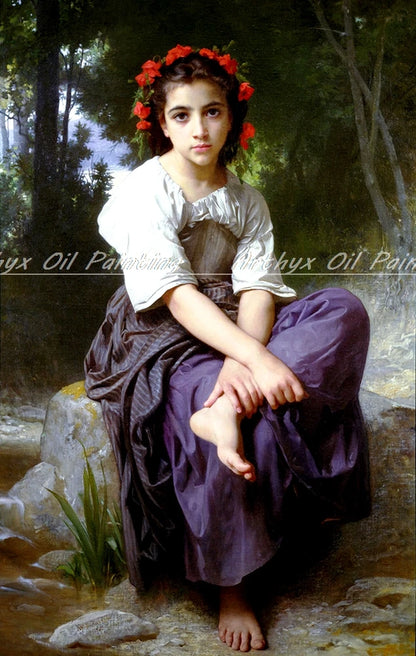 Arthyx,Print Love On The Look Out Of William Adolphe Bouguereau Oil Paintings On Canvas,Classical Wall Picture Living Room Decor