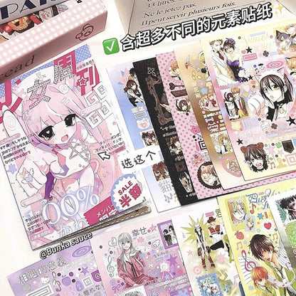 Kawaii Animation Character Stickers Cute Cartoon Japanese Retro Cut Film Sticker Book Scrapbooking DIY Decoration Sticker Gifts