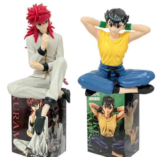 Anime 8cm YuYu Hakusho Urameshi Yuusuke Kurama Sitting posture Figure Toys PVC Model Desktop Ornament Doll Birthday Gifts Hot