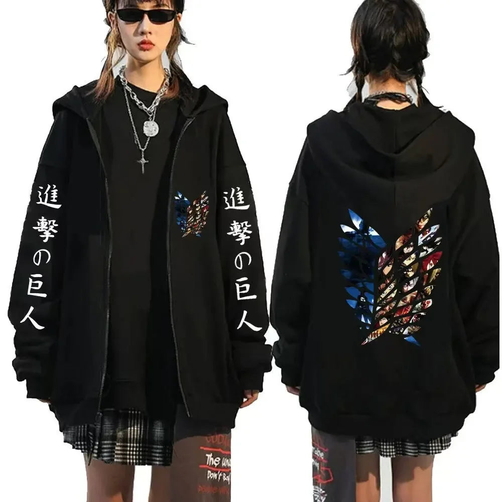 New Anime Attack on Titan Hoodie Zip Up Hoodies Sweatshirts Levi Ackerman Shingeki No Kyojin Hoodie Men Sportswear Cosplay Cloth