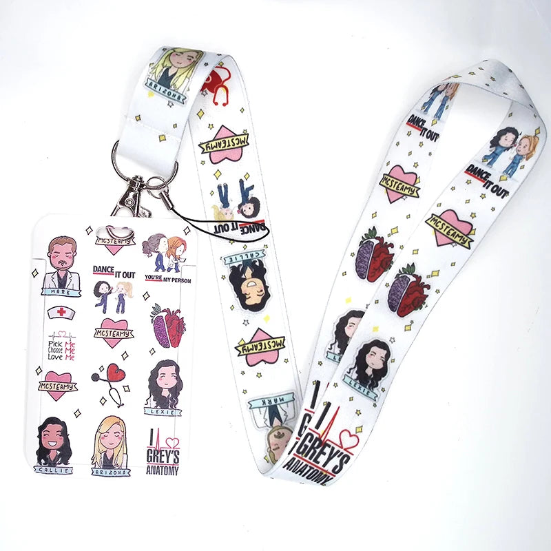 100 Styles Anatomy Credential Holder Keychains Neck Lanyard Pass Card Anime Credit Card Holder Keychain Straps Wholesale