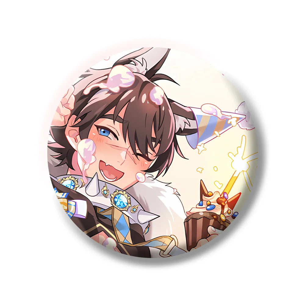 Cartoon Anime Game Nu: Carnival Eiden Yakumo Olivine Kuya Blade Metal Badge Button Brooch Pin Cosplay Cute keychains fans Gifts