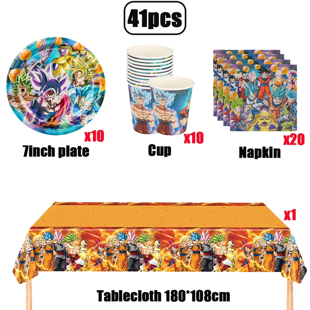 Dragon Ball Birthday Party Decorations Party Supplies Tablecloths Paper Cup Plates Napkin Gift Bags Banners Baby Birthday Shower