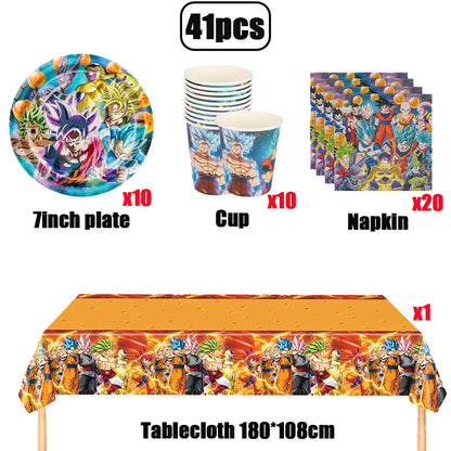 Dragon Ball Birthday Party Decorations Party Supplies Tablecloths Paper Cup Plates Napkin Gift Bags Banners Baby Birthday Shower