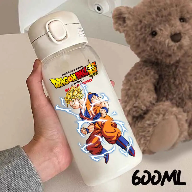 For Dragon Ball Straw Bottles 600ml Vegeta Goku Transparent Plastic Anti Drop Water Bottle Students Outdoor Capacity