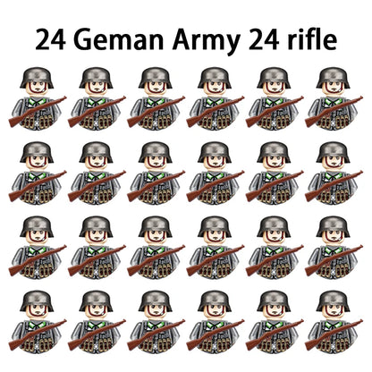 24pcs/batch WW2 Military Character WW2 Army Building Blocks Military Soldier Character Building Blocks Kids Holiday Gift Toys