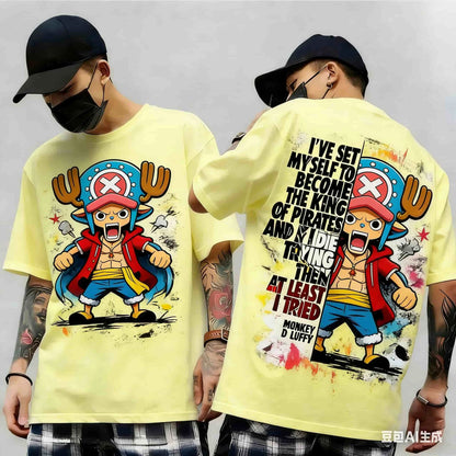 2026 Summer One Piece Luffy Retro Cosplay T-shirt Men's Oversized 3D Printed Short-sleeved Family Unisex Children's Sports Shirt