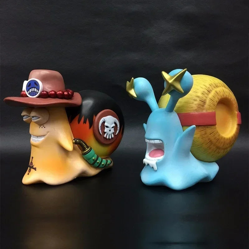 11cm Anime One Piece  Luffy & Ace Trafalgar Law + Doflamingo Den Den Mushi Telephone PVC Figures Toys Brinquedos