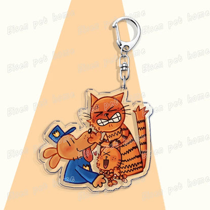 Dog Man Cat Keychain