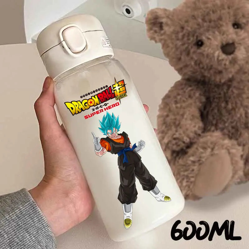 For Dragon Ball Straw Bottles 600ml Vegeta Goku Transparent Plastic Anti Drop Water Bottle Students Outdoor Capacity