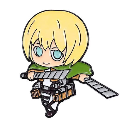 Creative Q Version Attack on Titan Metal Brooch Cute Anime Cartoon Badge Fashion Lapel Pin Accessories Fans Collection Gift