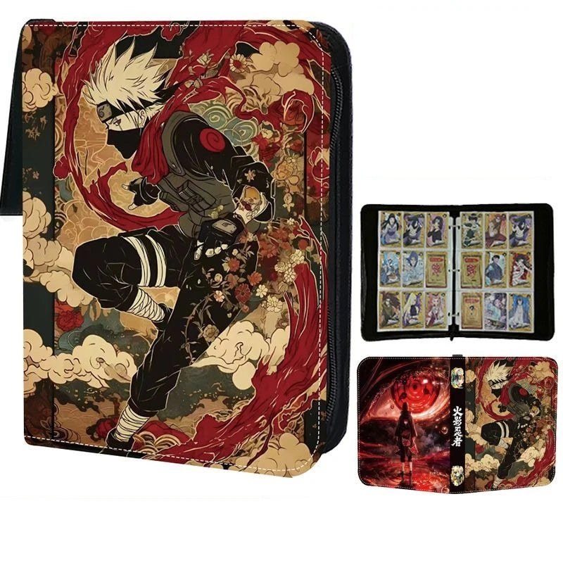 Naruto Card Binder 4/9 Pocket Trading Card Holder Anime Card Binder with 50 Inner Pages Zipper Holder Up To 900 Cards