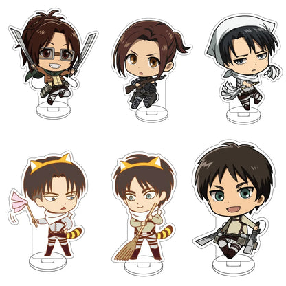 10CM Anime Attack on Titan Eren Jaeger Hange Zoë Mikasa Ackerman Armin Arlert Cos Acrylic Figure Stand Cute Gifts Ornaments