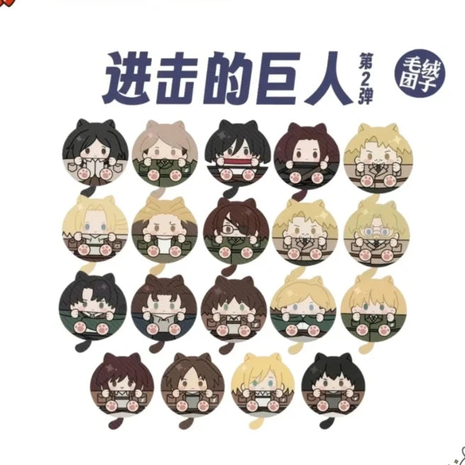 Attack On Titan Cat Ear Plush Pendant Eren Mikasa Armin Levi Anime Keychain Bag Charm Collectible Decor Surprise Gift