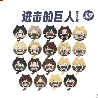 Attack On Titan Cat Ear Plush Pendant Eren Mikasa Armin Levi Anime Keychain Bag Charm Collectible Decor Surprise Gift