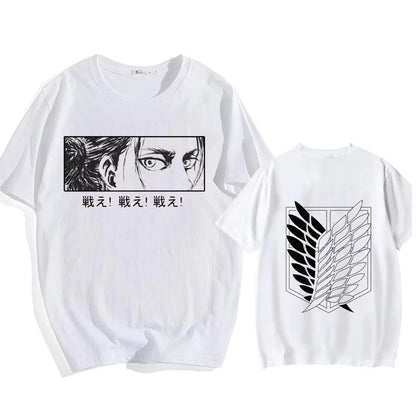 Attack on Titan Streetwear Men's T Shirt Eren Yeager Shingeki No Kyojin  Anime Summer Cotton Women Tops Tees Casual High Quality