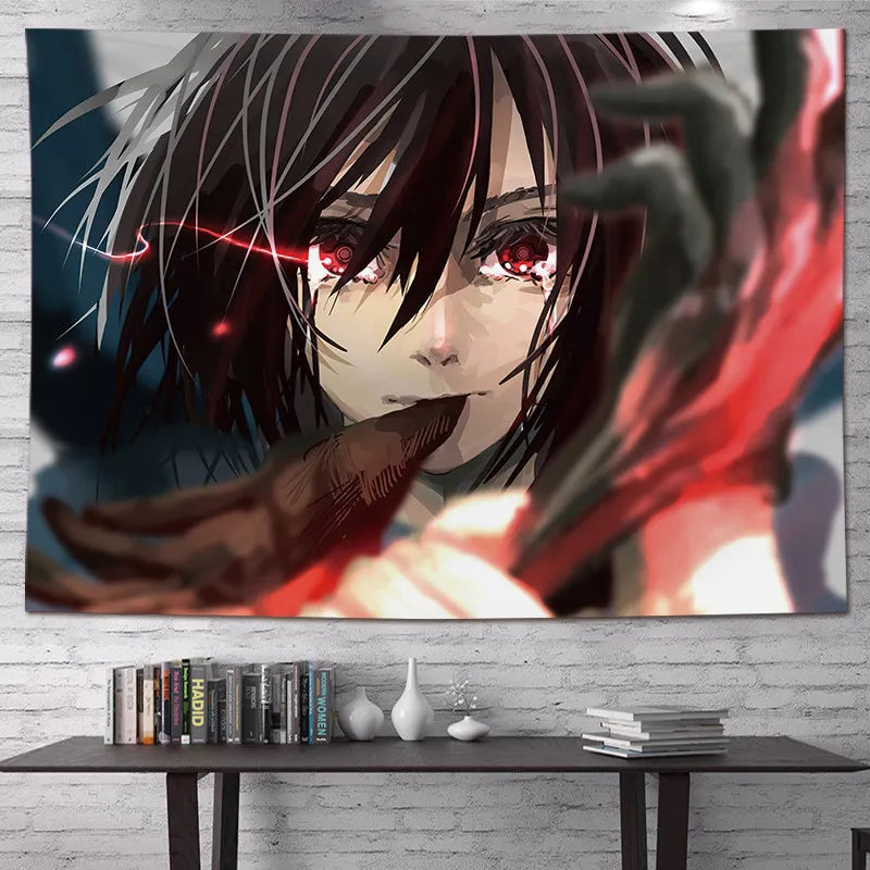 Attack on Titan Anime Tapestry Vertical Cartoon Wall Hanging Art Tapestry for Dorm Bedroom Living Room Home Decoration