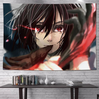 Attack on Titan Anime Tapestry Vertical Cartoon Wall Hanging Art Tapestry for Dorm Bedroom Living Room Home Decoration