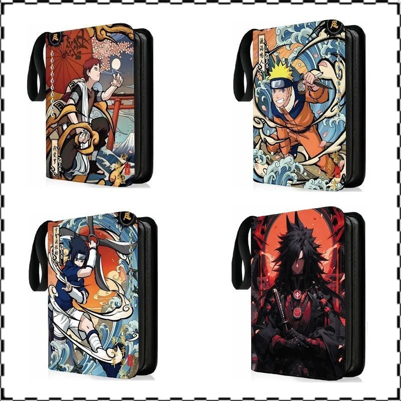 NARUTO Cards Binder 4/9 Pocket Trading Card Holder Collector Anime Card Album with 50 inner Pages Zipper Holder Up to 900 Cards