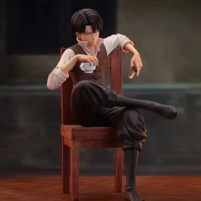 19cm Attack on Titan Anime Figures Levi Ackerman Figure Sitting Posture Model Toys Pre-sell Statue GK Figurine Ornament Gifts