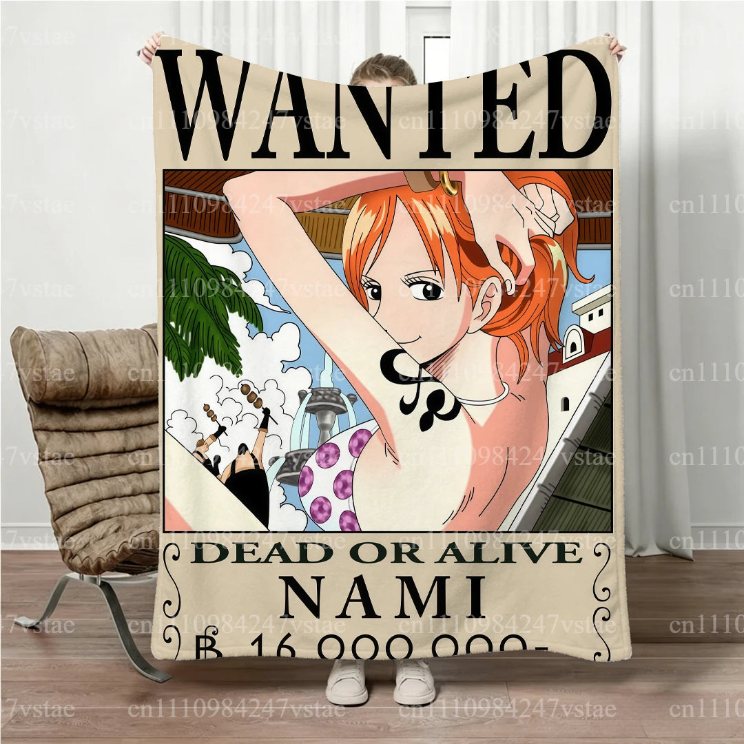 Hot Luffy Wanted Blanket Four Season Parent-Child Matching Family Soft Flannel All Season Warm Throw Blanket Sofa Bed Home Gift
