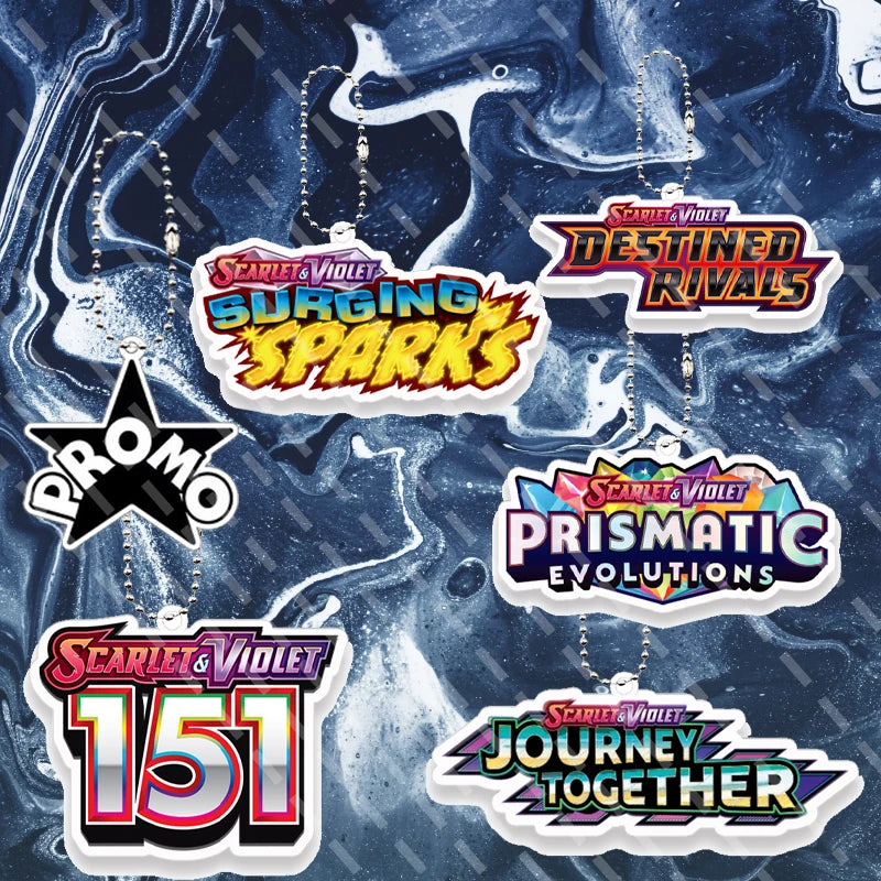 6pcs Anime Cartoon Pocket Monsters Small Card Logo Acrylic Keychain Fashion Peripheral Accessory Pendant Charm Keyring Gifts Toy