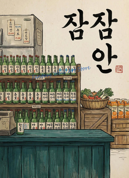 Korean Soju Shelf Poster