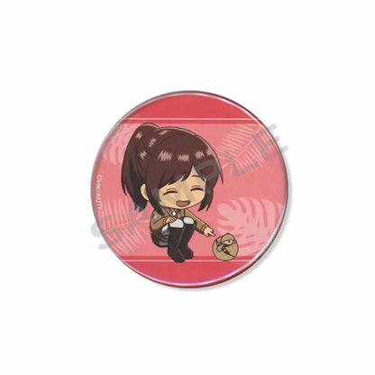 Attack on Titan Lapel Pins Creative Round Brooch Eren Yeager Levi Mikasa Cartoon Badge Pin Hat Clothes Accessories Jewelry Gift