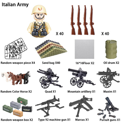 24pcs/batch WW2 Military Character WW2 Army Building Blocks Military Soldier Character Building Blocks Kids Holiday Gift Toys
