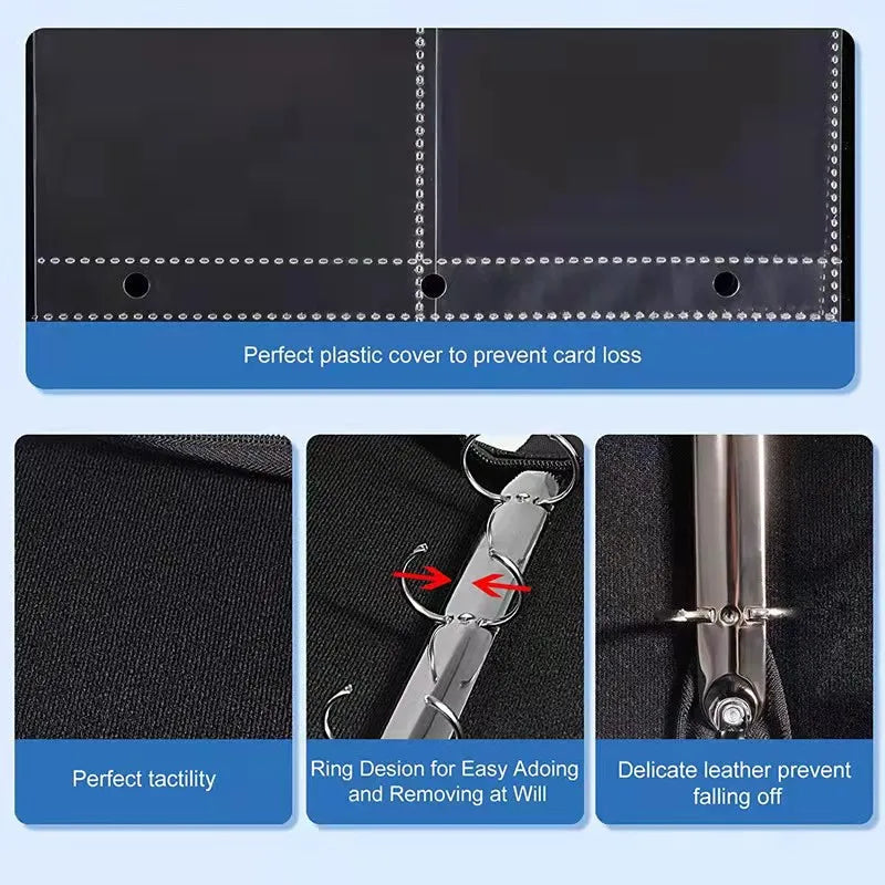 400pcs Large Capacity PU Zipper Card Album One Piece Luffy Zoro Nami 4-grid Loose-leaf Card Binder Anime Collectors Kids Gift