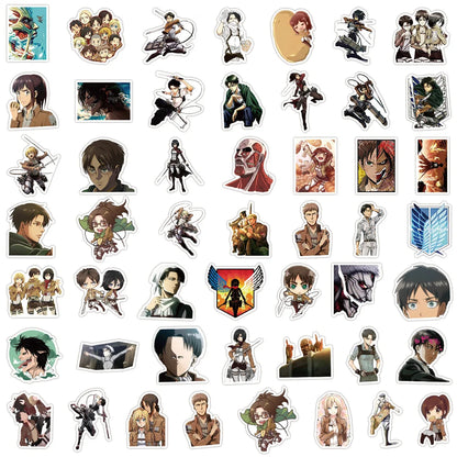 50pcs Cartoon Animation Attack on Titan Graffiti Stickers PVC Material DIY Refrigerator And Phone Scrapbook Waterproof Stickers.