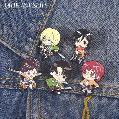 Attack on Titan Enamel Pins Cartoon Badge Metal Anime Custom Bag Lapel Pin Backpack Jewelry Kids Fans Gift Friends Wholesale