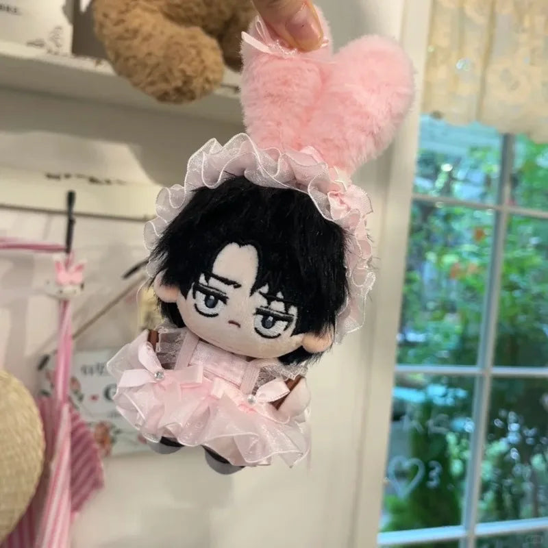 Attack On Titan Levi Ackerman Mini Cat Ear Cotton Plush Doll Anime Character Pendant Fans Backpack Hanging Collectible Soft Gift
