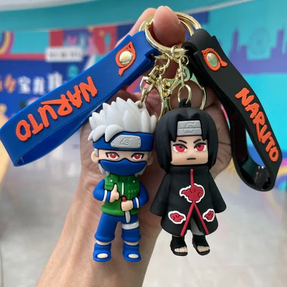 Naruto cartoon character key chain PVC 3D doll pendant Naruto Uzumaki Kakashi spot car key chain backpack jewelry pendant gift
