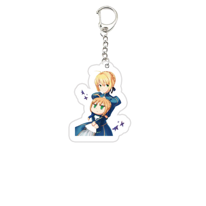 Acrylic Fate Stay Night Keyring Key Chains Cute Artoria Pendragon Saber KeyChain Pendant KeyRing for Accessories Bag Fans Gifts