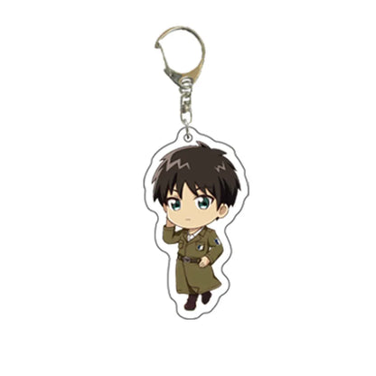 55MM Anime Attack on Titan Figure Eren Jaeger Mikasa Ackerman Armin Arlert Erwin Smith Levi Ackerman Acrylic Keychain Cute Gifts