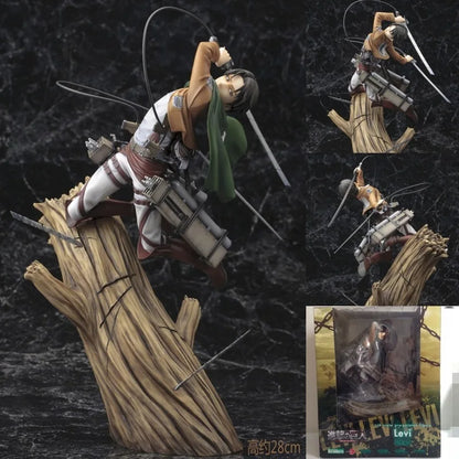 Kotobukiya Attack On Titan Levi Ackerman Figure Tree Stump Battle Pose Collectible Statue 28cm Anime Model Decor For Collectors
