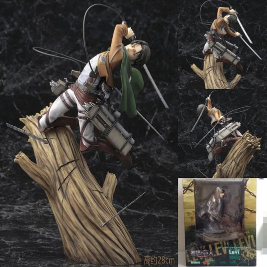 Kotobukiya Attack On Titan Levi Ackerman Figure Tree Stump Battle Pose Collectible Statue 28cm Anime Model Decor For Collectors