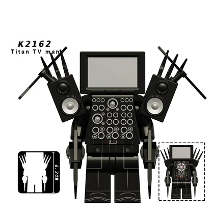 New KDL DJ Upgrade War-Damaged Skibidi Toilet Man Figures Anime Block Toys TvMan Titan Bricks Model Toy For Kid Birthday Gift