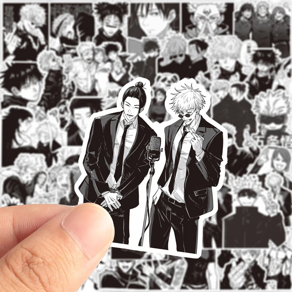 10/30/65pcs Jujutsu Kaisen Anime Cartoon Stickers Cool Black White Manga Graffiti Decal DIY Guitar Motorcycle Laptop Sticker Toy