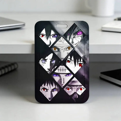 Anime N-NARUTO Akatsuki Itachi Sharingan Transparent Card Holder Employee Plastic Slide Cover Lanyard Work Business ID Bag Bus