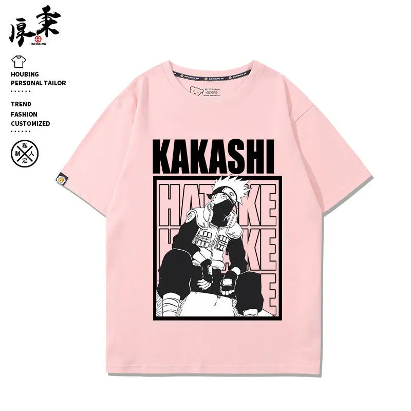 Summer Japanese Anime Children's T-shirt Naruto Sasuke Sakura Peripheral Pure Cotton Printed Parent-child Casual T-shirt