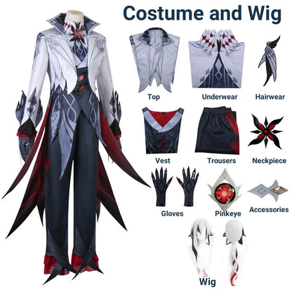 Arlecchino The Knave Cosplay Costume Genshin Impact  Fatui Harbinger Wig Set Servant Snezhnaya Halloween Costumes For Women
