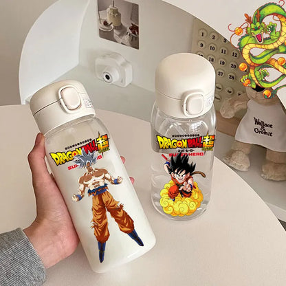 For Dragon Ball Straw Bottles 600ml Vegeta Goku Transparent Plastic Anti Drop Water Bottle Students Outdoor Capacity