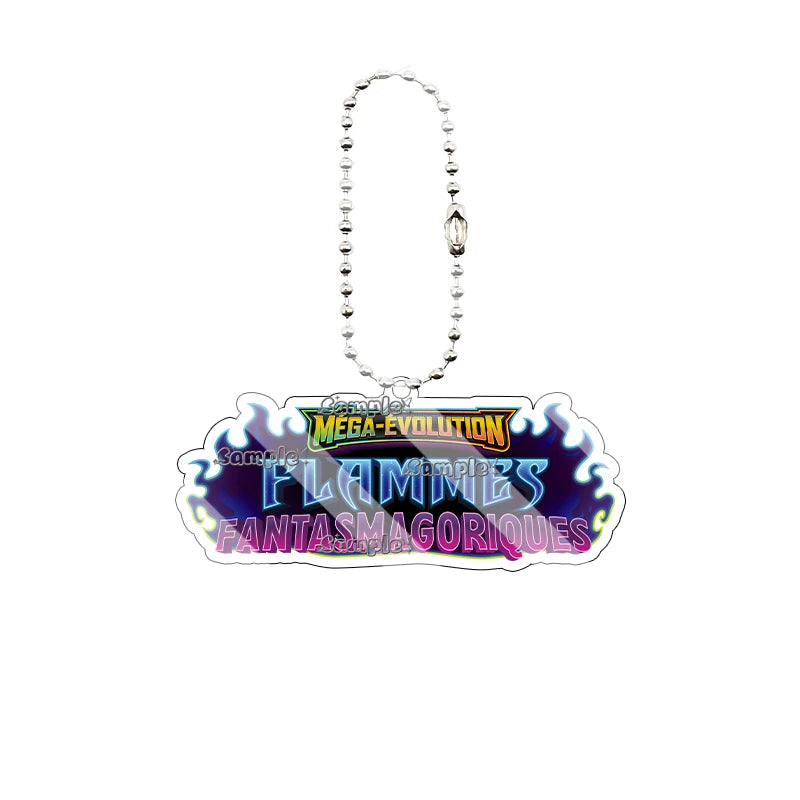 Anime French Version Mega Evolution TCG Logo Pocket Monsters 5cm Acrylic Keychain Creative Small Card Bag Pendant Decoration Toy